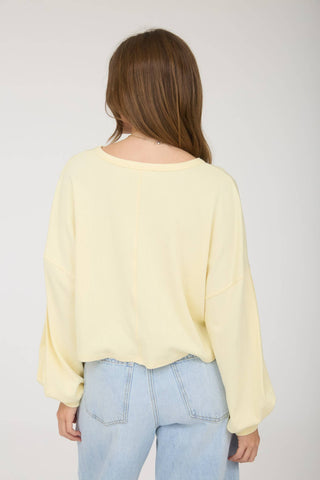 Kara Split Neck Cropped Knit Top | Oatmeal
