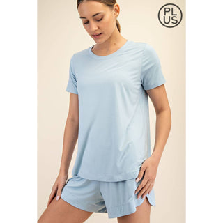 Plus Size Viscose Modal Short Sleeve Top | Mist Blue