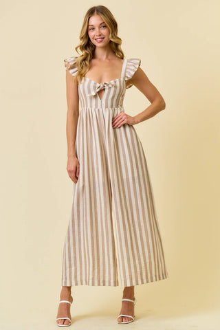 Stella Wide Leg Culotte Jumpsuit | Beige