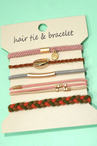 Boho Dual Function Knot Bracelets + Hair Ties | Pink Compass