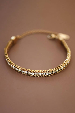 Crystal Chain Bracelet | 18K Gold Plated Stainless Steel