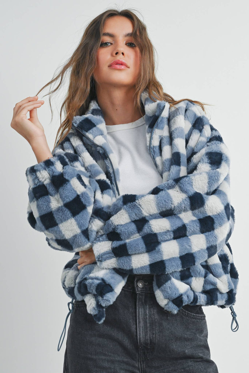 Delaney Drop Shoulder Plaid Jacket | Rust