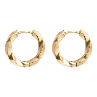 Textured Twisted Huggie Hoop Earrings | 18K Gold PVD + Stainless Steel