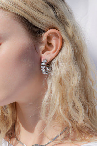 Marquis CZ Stone Hoop Earrings | 18K Gold PVD + Stainless Steel