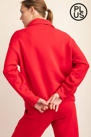 Plus Size Modal Scuba Quarter Zip Pullover | Multiple Colors