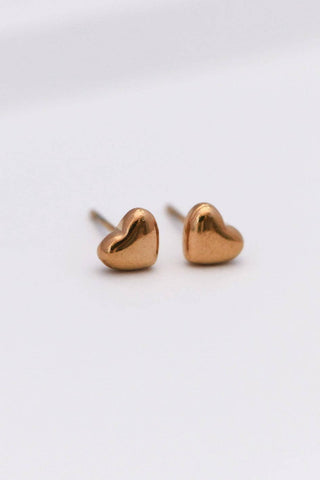 Heart Stud Earrings | 18K Gold Plated Waterproof Stainless Steel