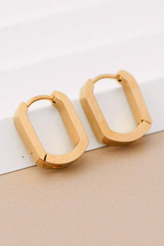 Oval Carabiner Hoop Earrings | 18K Gold Plated Waterproof Stainless Steel