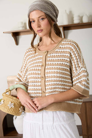 Emmy Striped Crochet Cardigan