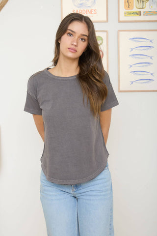 Reilly Exposed Seam Knit Top | Brown