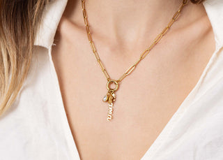 Mama Charm Holder Necklace Gift Set | 18K Gold Stainless Steel