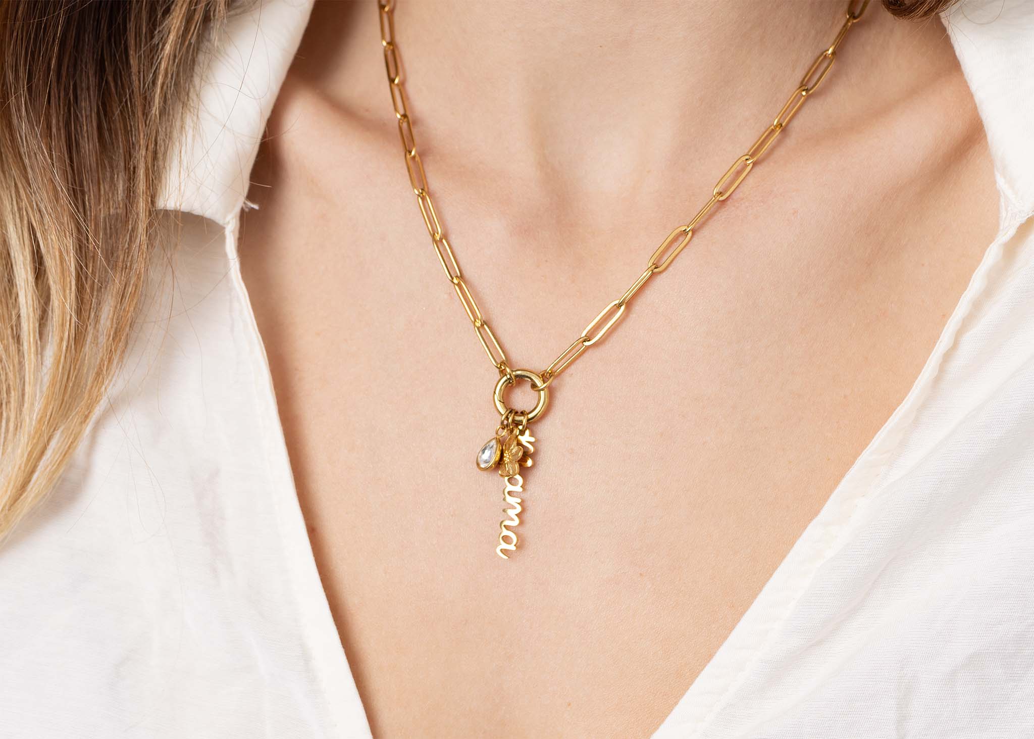 Mama Charm Holder Necklace Gift Set | 18K Gold Stainless Steel