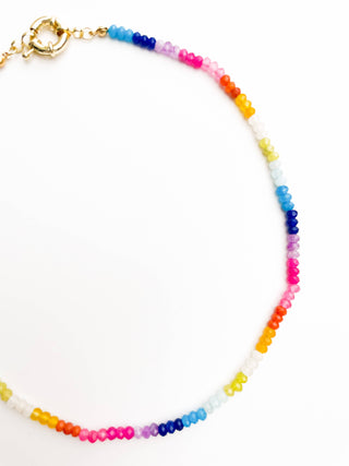 Color Block Rainbow | Rainbow Gemstone Bead Necklace
