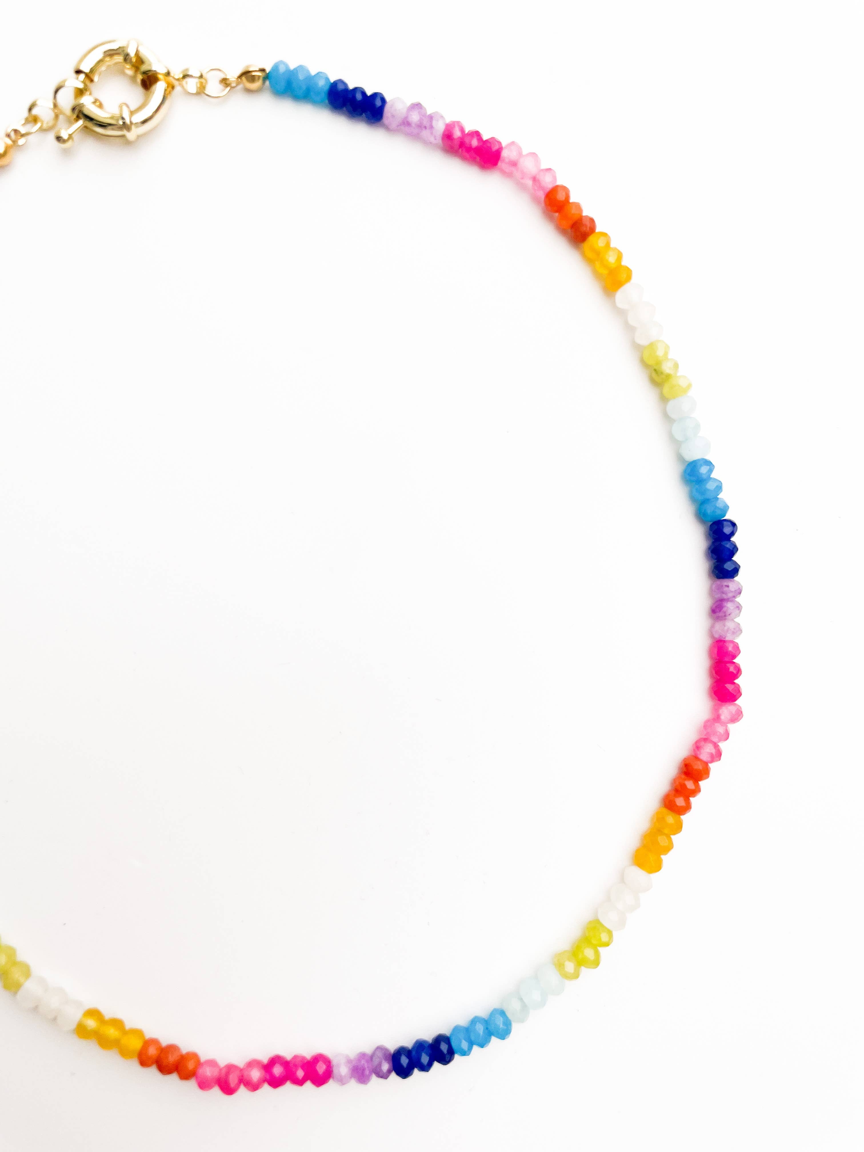Color Block Rainbow | Rainbow Gemstone Bead Necklace