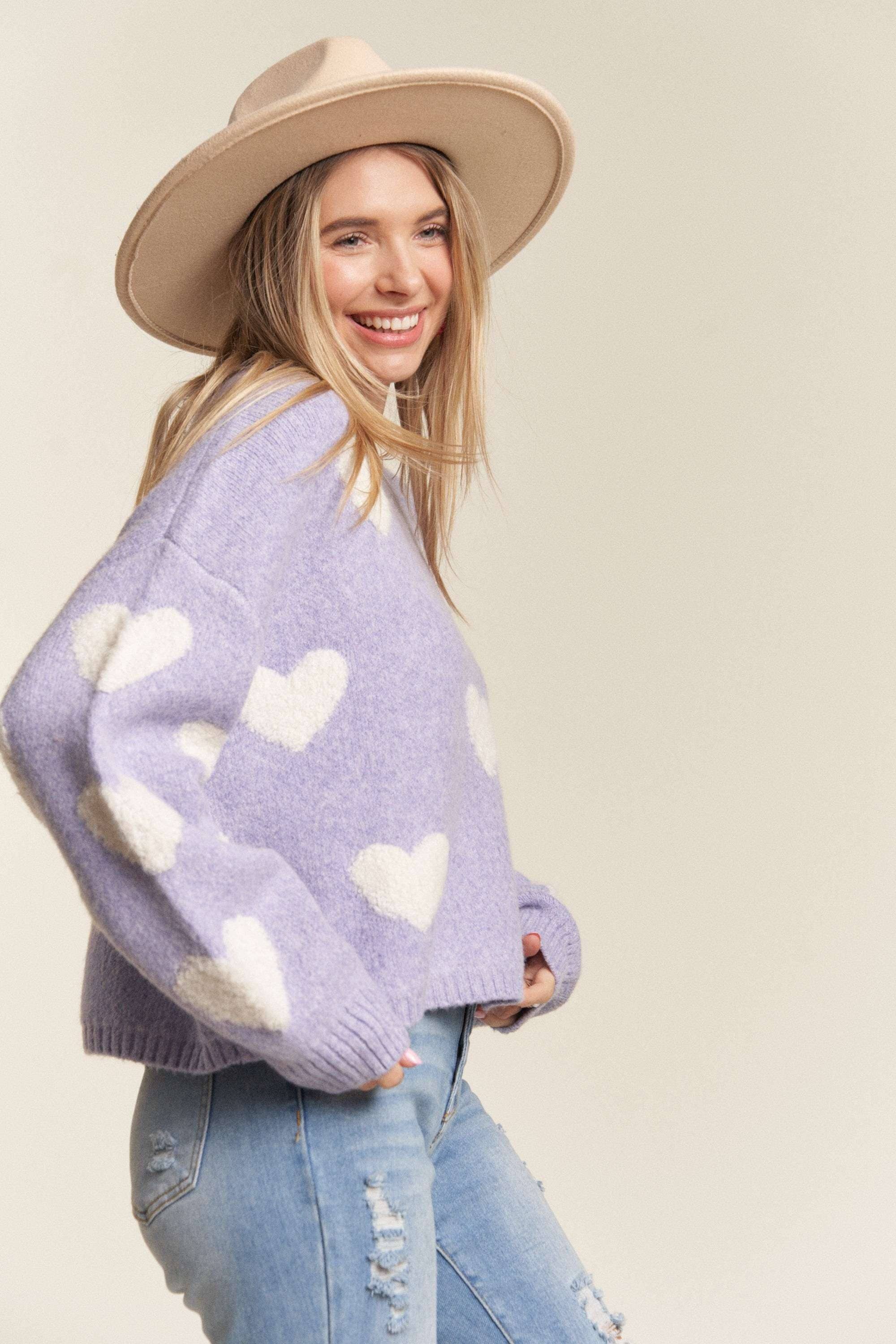 Lovely Heart Lilac Sweater | Plus Size