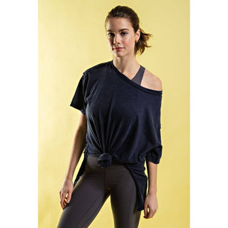 Mineral Washed Short Sleeve Top w/ Side Slit | Brown