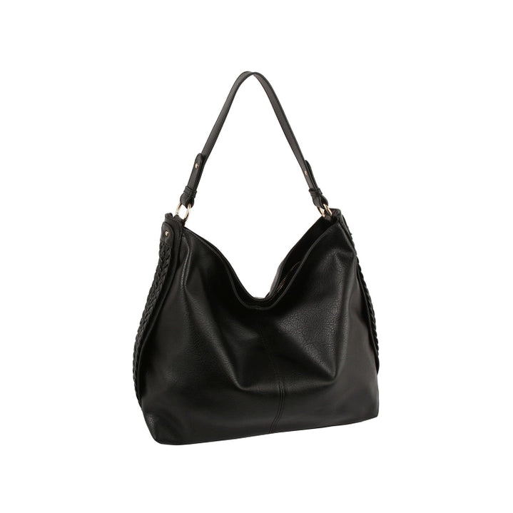 Braided Side Detail Hobo Bag | Black