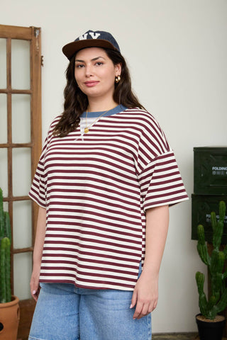 Peyton Plus Size Stripe Colorblock Tee