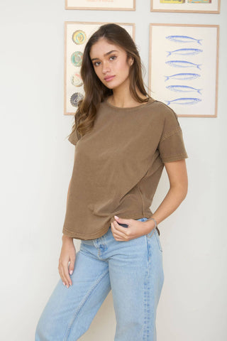 Reilly Exposed Seam Knit Top | Brown