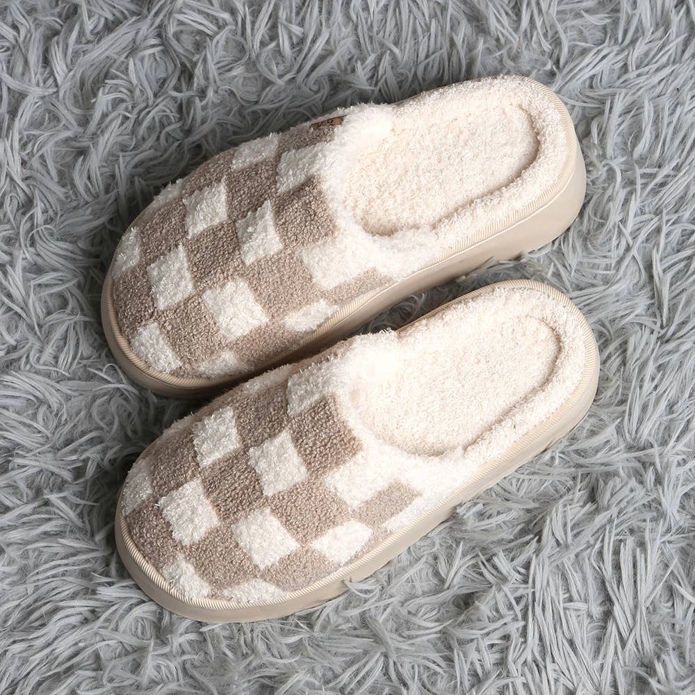 Checkered Platform Slippers