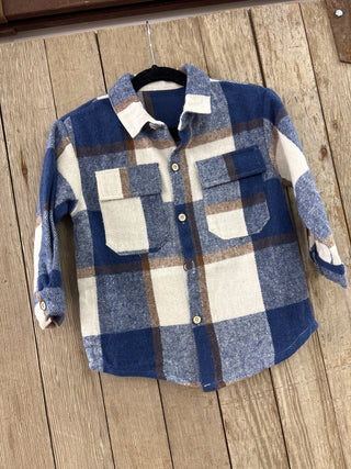 Kids Flannel Shacket | Blue