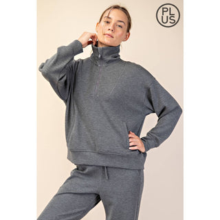 Plus Size Modal Scuba Quarter Zip Pullover | Multiple Colors