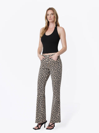 High Rise Leopard Print Vintage Flare Jean | Vervet