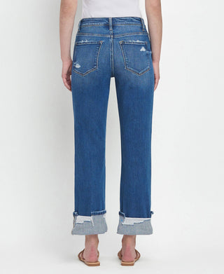 Daphne High Rise Cuffed Straight Jeans