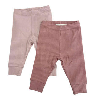 Karsynn Organic Cotton Ribbed Ruffle Romper + Leggings | Rose