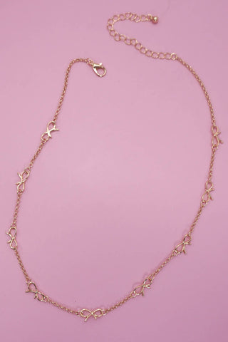 Cutout Bow Station Necklace