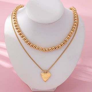 Double Layer Heart Charm Necklace