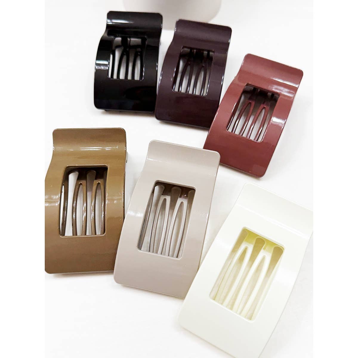 Neutral Tone of Rectangle Flat Hair Claw Clip