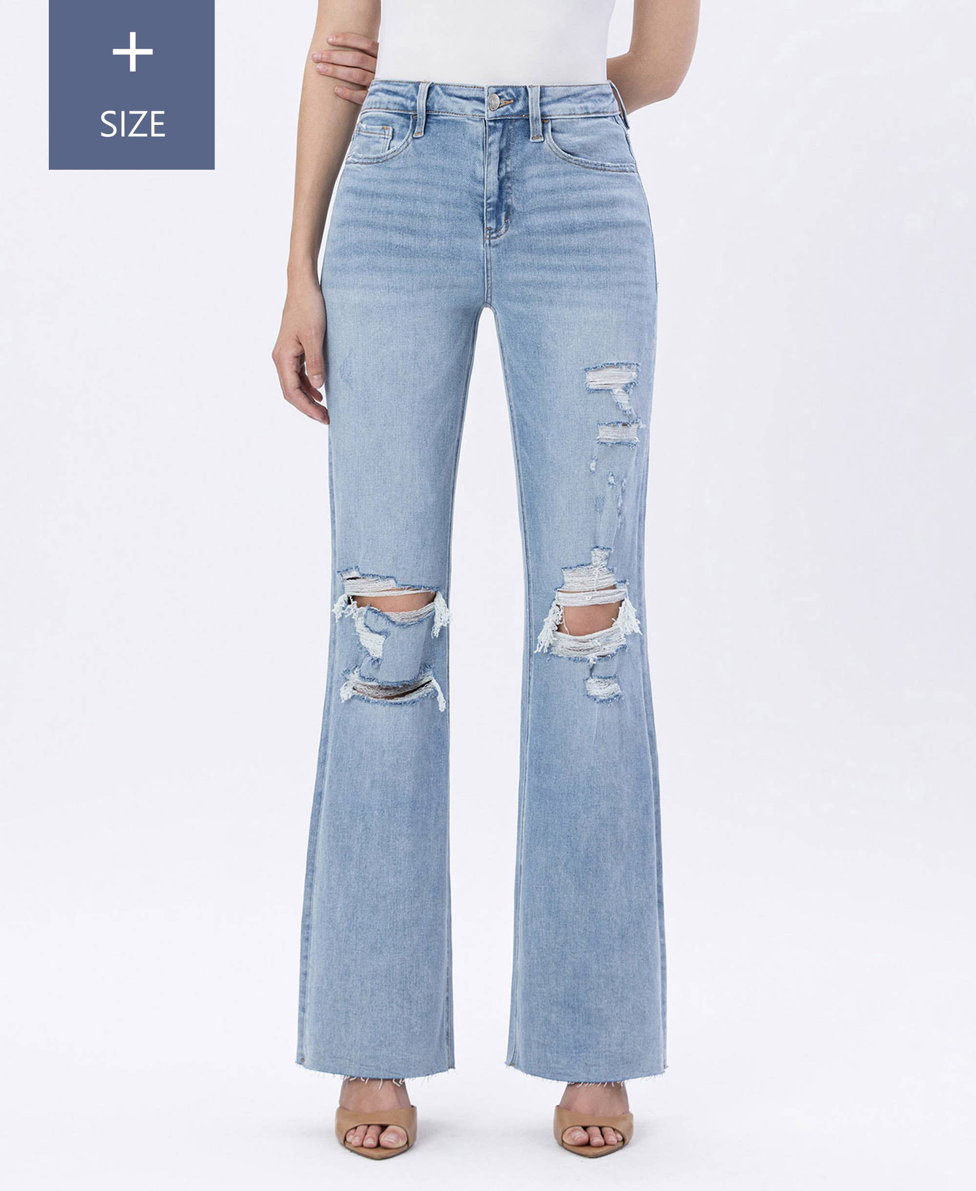 Lovervet Plus Jet Lag Tummy Control 90's Vintage Super High Flare Jeans