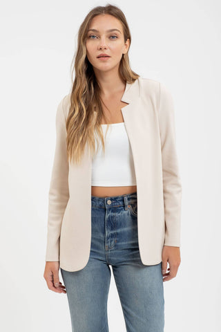 Nelly Notched Collar Long Line Blazer | Khaki