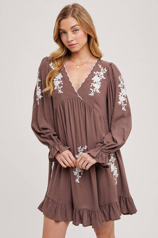 Samantha Embroidered Ruffled Dress | Sage