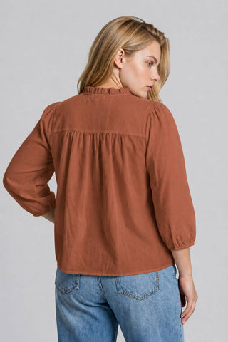 Plus Size Reese 3/4 Sleeve Pintuck Blouse | Light Terracotta