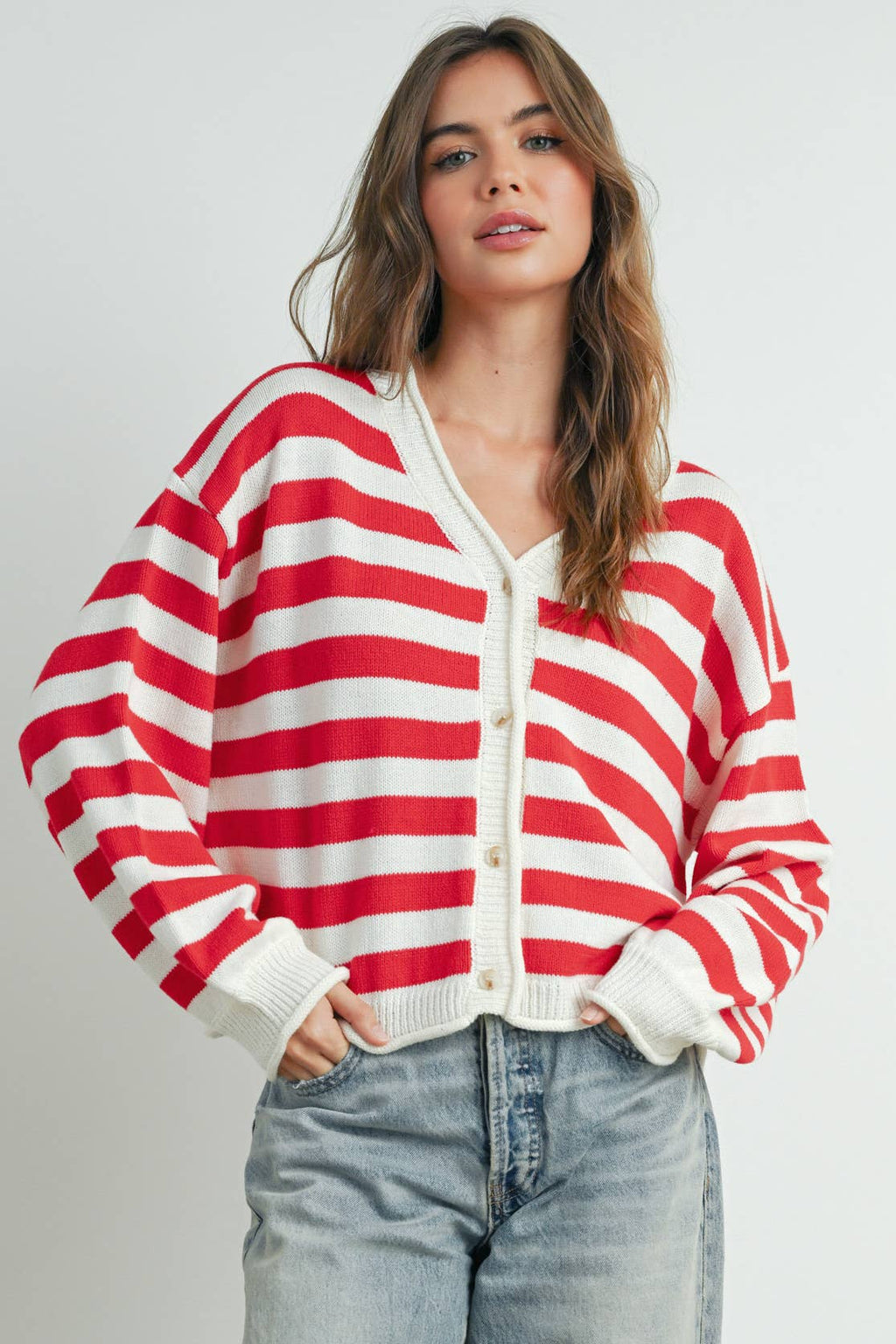 Bella Striped Sweater | Red