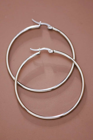 Classic Hoop Earrings | Silver Tarnish-Resistant Waterproof Stainless Steel