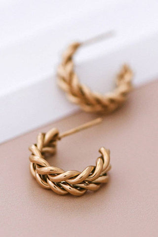 Double Twist Hoop Earrings | 18K Gold Plated Waterproof Stainless Steel
