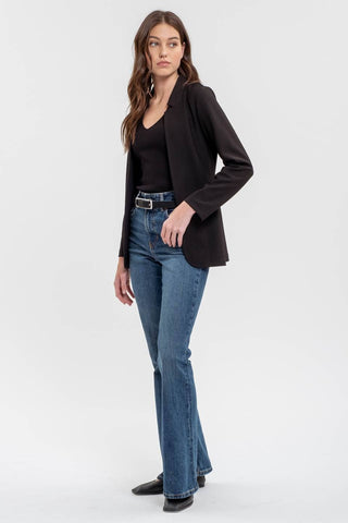 Nelly Notched Collar Long Line Blazer | Khaki
