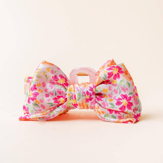 Satin Bow Claw Clip | Secret Garden Pink