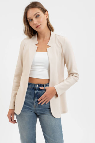 Nelly Notched Collar Long Line Blazer | Khaki