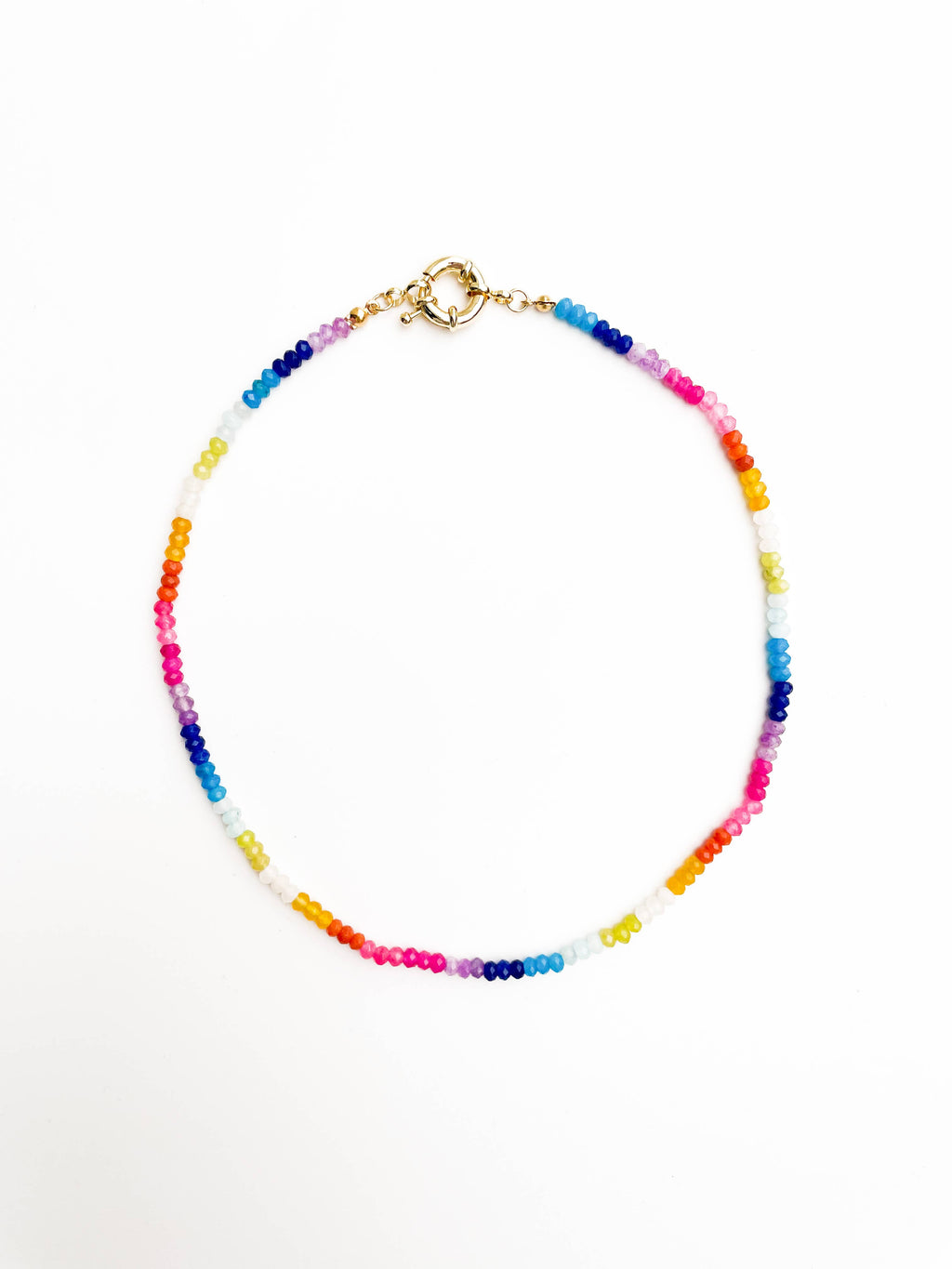 Color Block Rainbow | Rainbow Gemstone Bead Necklace