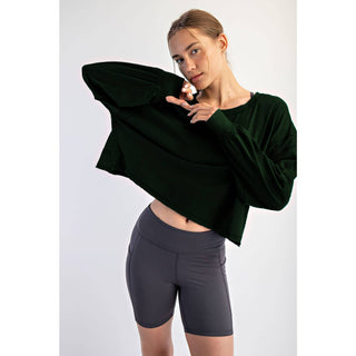 Cotton Slub Open Back Long Sleeve Top | White