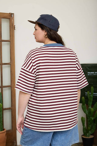 Peyton Plus Size Stripe Colorblock Tee