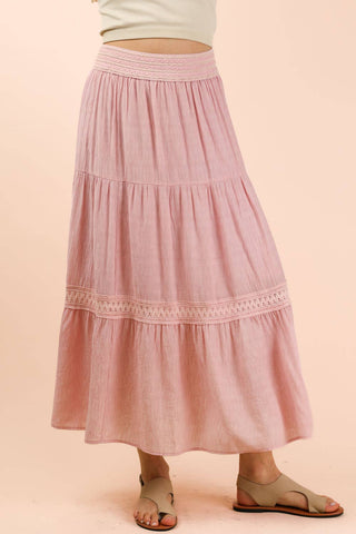 Talia Tiered Layers Maxi Skirt | Blush