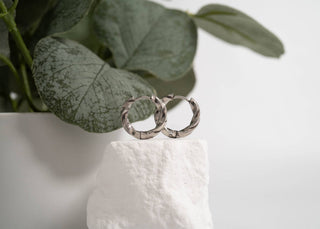 Textured Twisted Huggie Hoop Earrings | 18K Gold PVD + Stainless Steel