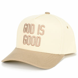 God Is Good Embroidered Trucker Hat | Beige