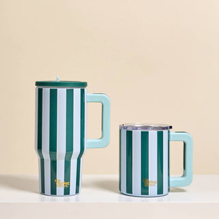14 oz Insulated Mug | Sicily Stripes Teal