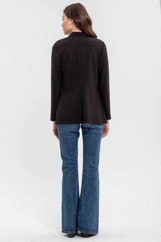 Nelly Notched Collar Long Line Blazer | Khaki