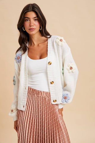 Darling Floral Cardigan | Taupe